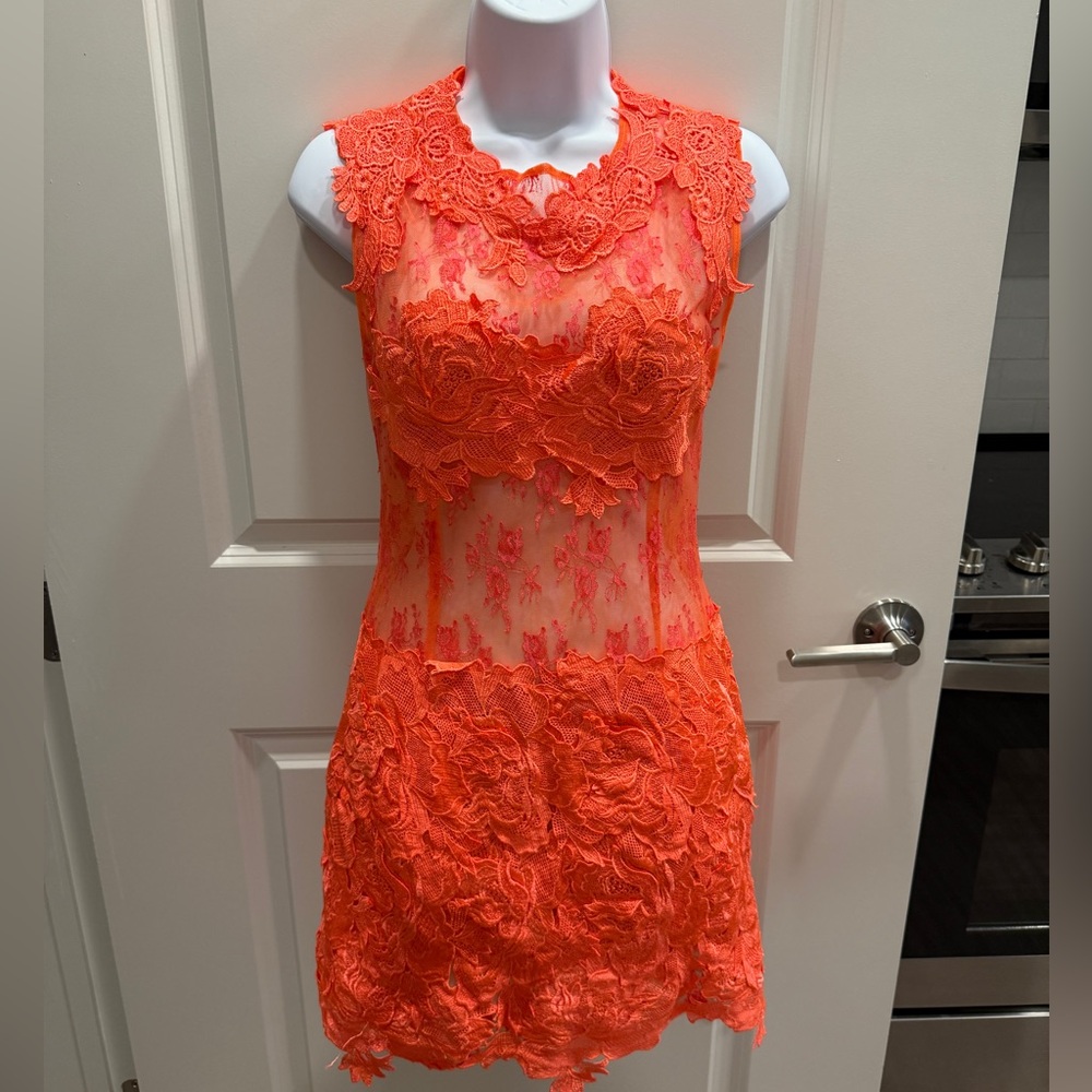 Elegant Orange Lace Dress